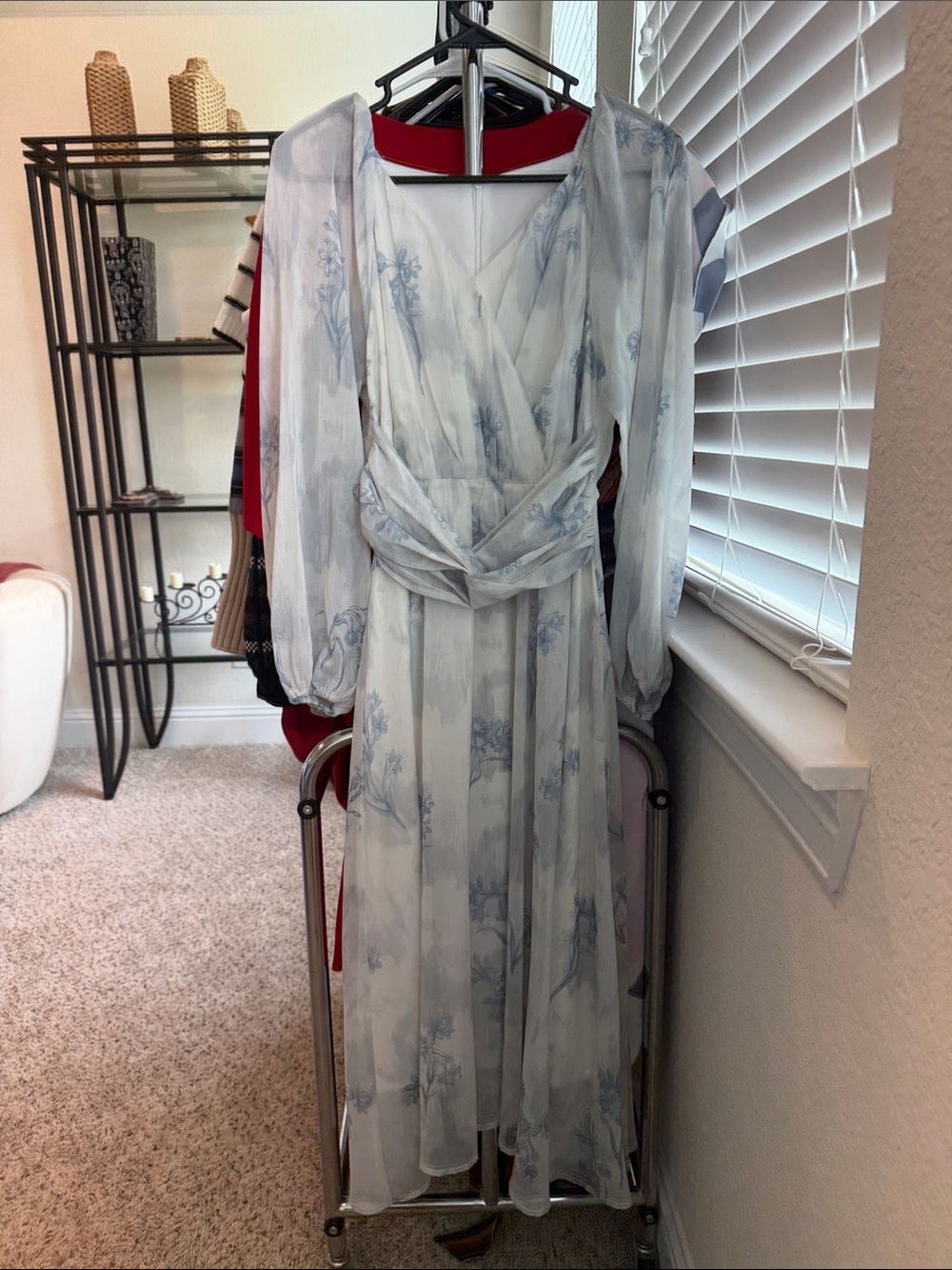 Light Blue Floral Wrap Maxi Dress